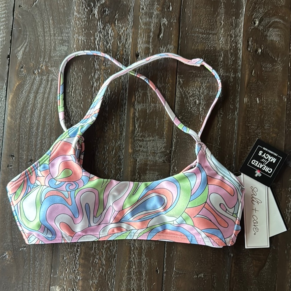 Salt + Cove Pastel Swirl Bikini Top